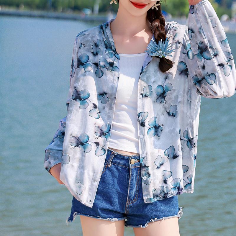 Dámské letní svrchní ochrana proti slunci oblečení s kapucí nadměrná velikost ležérní tenký dlouhý rukáv dámská letní bunda větrovka