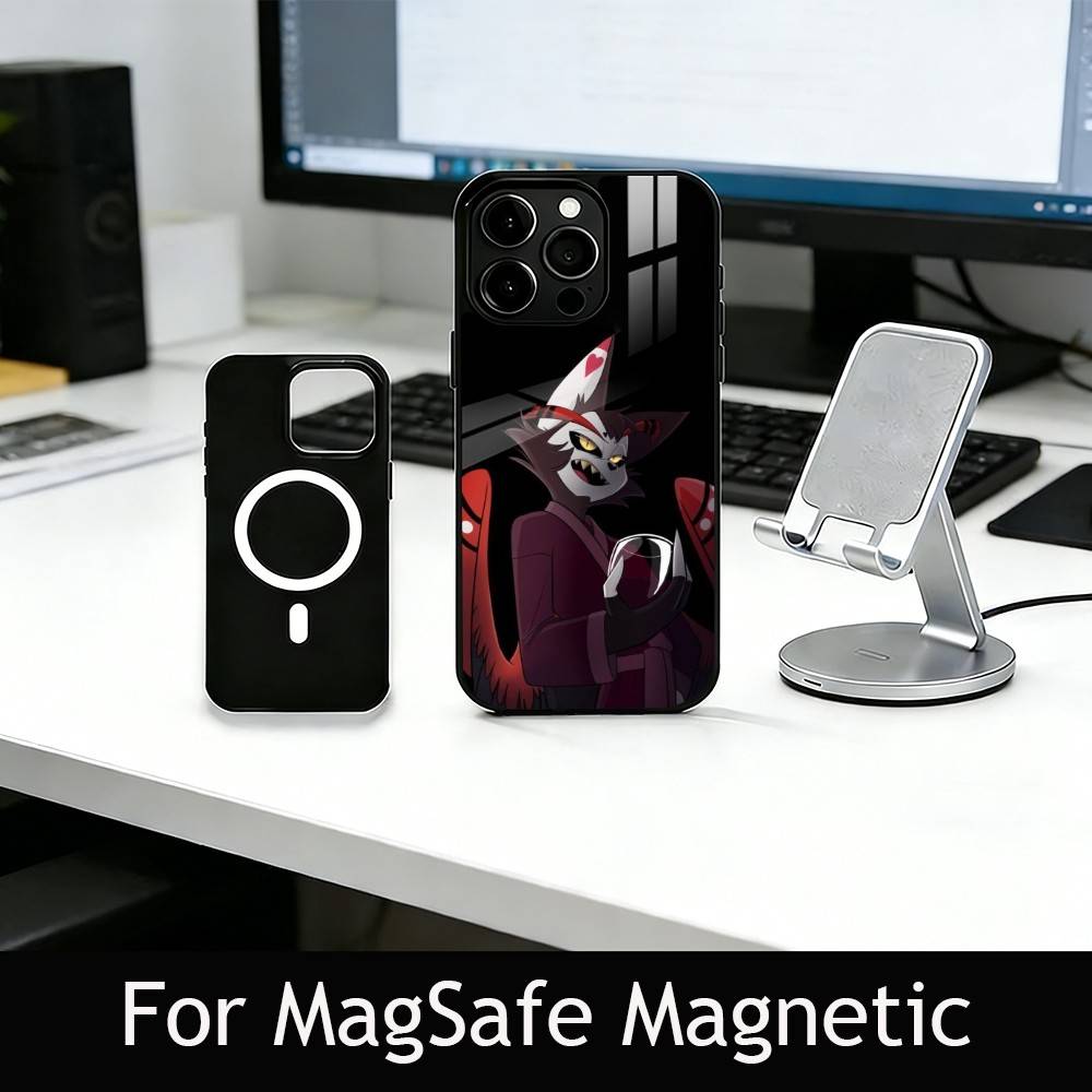 H-Hazbin H-Husk Telefoonhoesje Voor iPhone17,16,15,14,13,12,11 Plus,Pro Magnetisch Voor Magsafe Draadloos Opladen