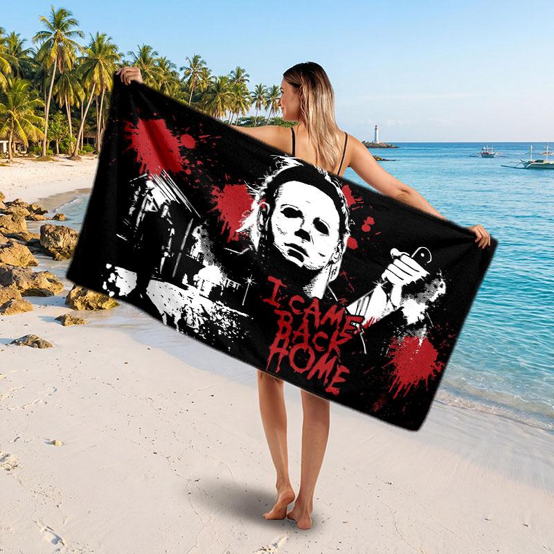 Large Beach TowelHalloween Michael Myers Soft Absorbent Towel Beach Bath Home Use