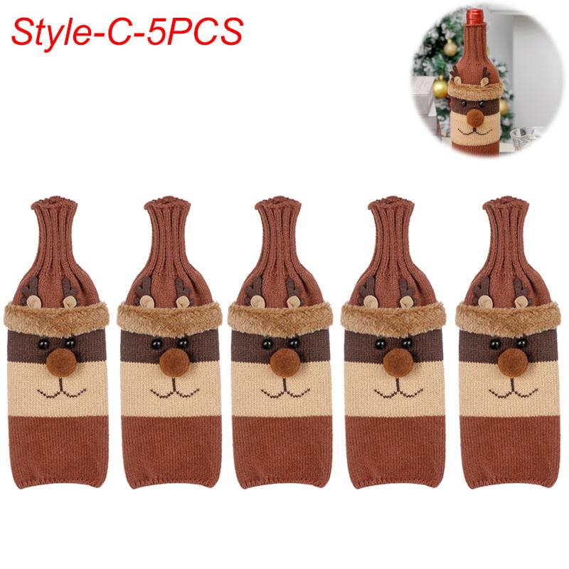Vánoční sada obalů na láhve Santa Sněhulák Tkané sáčky na láhve na vánoční večírek Dekorace jídelního stolu Novoroční dárky