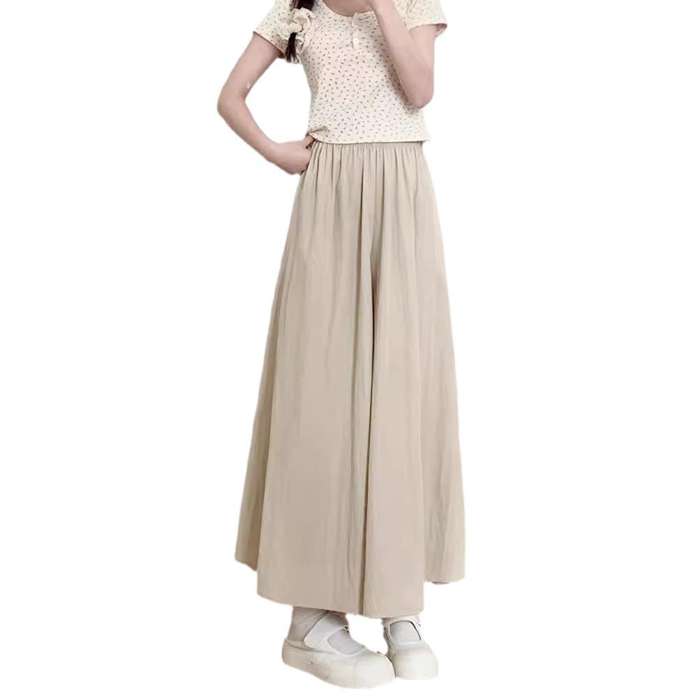 Petite Yamamoto Women's High-Waisted Summer Culottes: Slimming Casual Wide-Leg Midi Skirt Pants