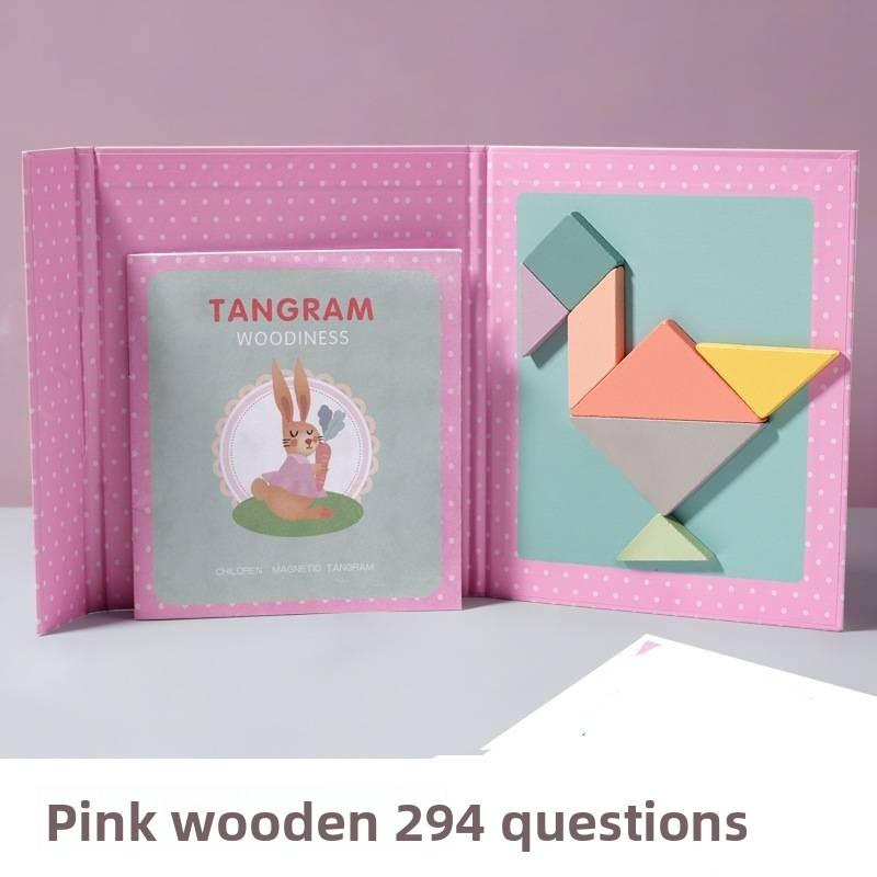 Magnetic Tangram Puzzle With Wooden Material For Childrens Brain Development Education Toy