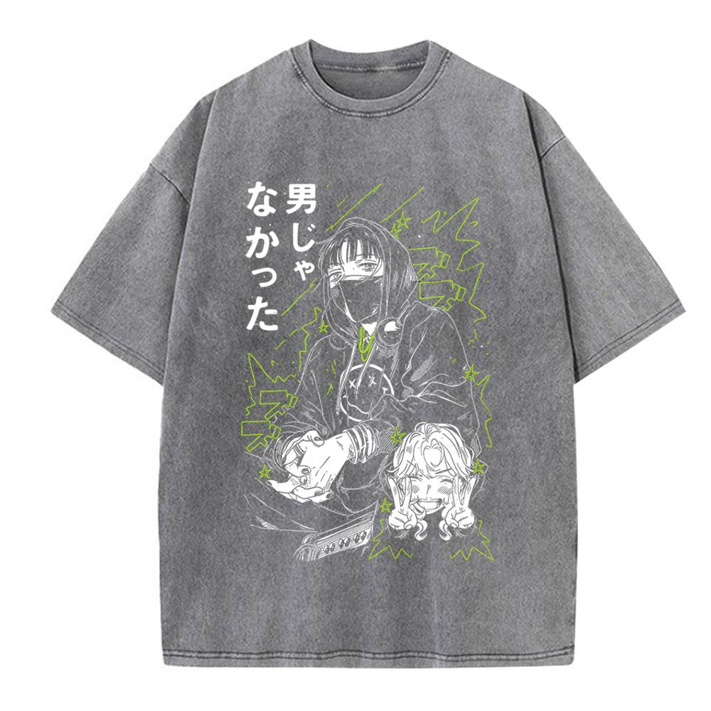 Vintage Washed The Guy She Was Interested in Wasnt A Guy At All T Shirt Men Women Clothing Harajuku Oversized Casual Tshirt