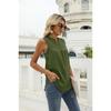 Spring Summer Solid Color Shirt Loose Fit V Neck Sleeveless Lace Trim Top Elegant Casual Blouse Everyday Wear Stylish And Comfortable Women Apparel