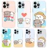 Cute Cartoon Cat Couple Luxury Phone Case For iPhone 16 15 14 13 12 11 Pro Max XS X XR SE 7 8 Plus Soft Silicone Clear Cover