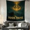 Custom Name Elden Ring Wall Tapestry Aesthetic Wall Hanging Printed Fabric Blanket Decorative Tapestries for Bedroom Living Room Home Decor