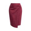 Women's Solid Color Irregular Suede Zipper Skirt High Waisted Buckle Wrapped Hip Twisted Elastic Knot Short Skirt Middle Skirt