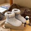 Women's Boots Faux Fur Flat Ankle Mid-Calf Cowhide Vintage Buckle Boots Cotton Shoes for Women