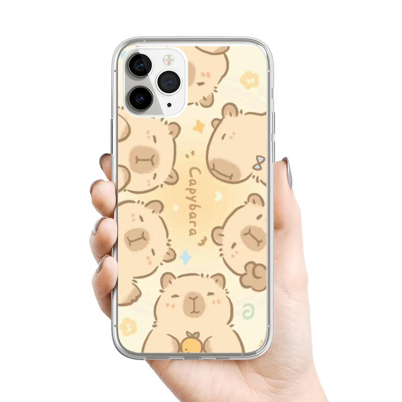 

Milky Tea Capybara Phone Case For iPhone 15 11 12 14 13 Pro Max Mini XS Max XR SE 7 8 Plus Kawaii Animal Food Mobile Phone Cover iPhone 11
