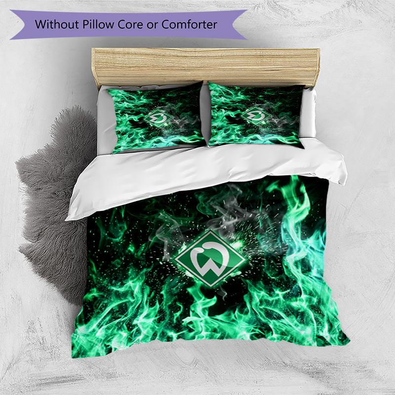Set Lenzuola 3 Pezzi Stampato Werder Bremen, Comodo Set Copripiumino per Camera da Letto Amico della Pelle