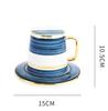 Coffee Cup &Saucer With Lid Spoon Set Blue Phnom Penh Waterware Nordic Ceramic Mug Holiday Wedding Gifts Home Kitchen Drinkware