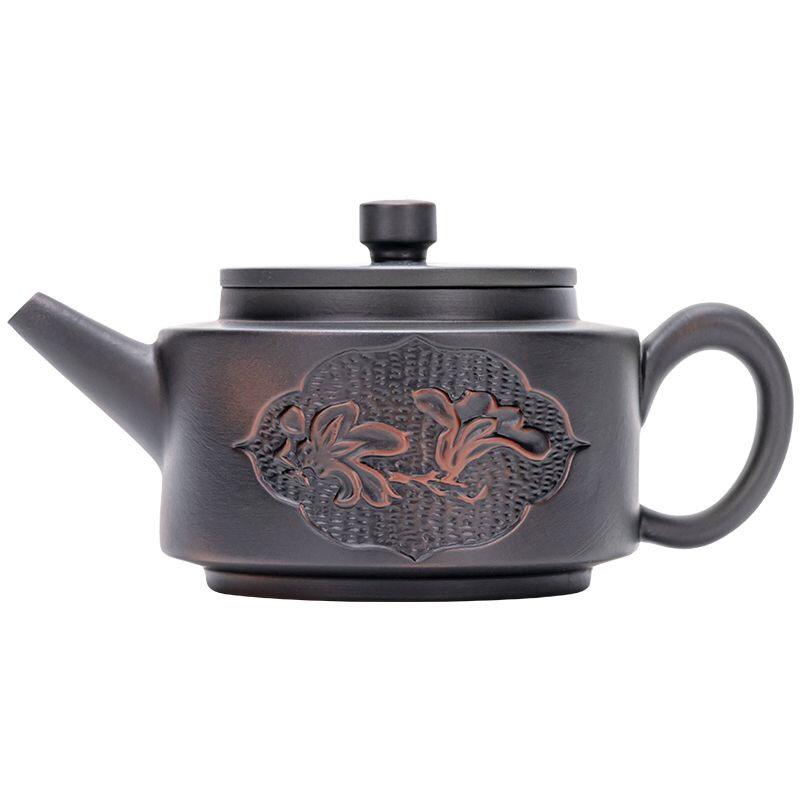 Jianshui Clay Purple Pottery  Carving Teapot Hand Painted Antique Relief Teapot Household Teapot Kungfu Tea Set Kettle