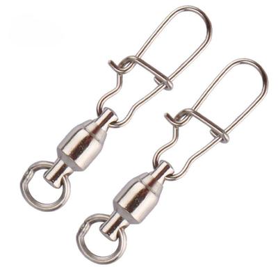 10Pcs Stainless Steel Fishing Connector Bearing Rolling Swivel with Snap Pins