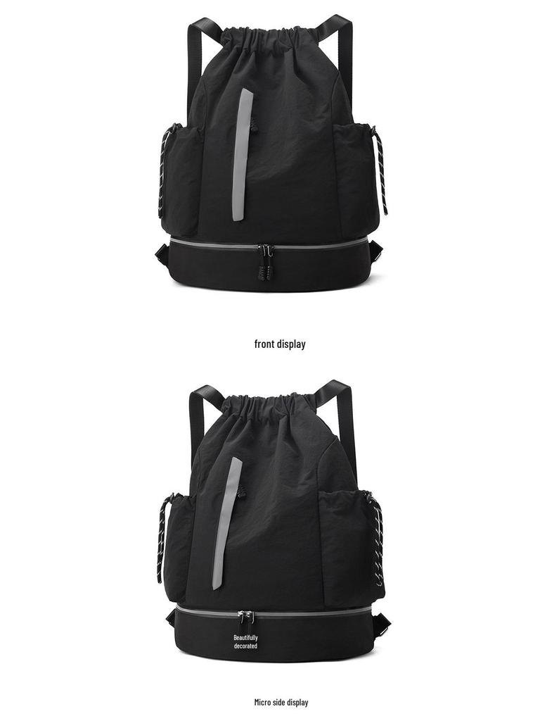 Stylish Outdoor Basketball Backpack with Reflective Strips - Lightweight, Large Capacity, Drawstring Closure