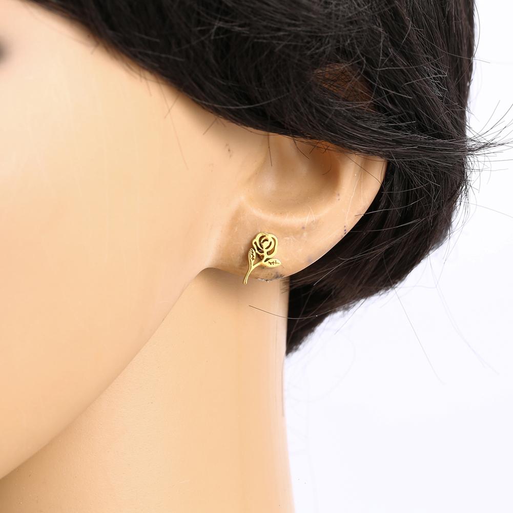Gorgeous Women Rose Flower Ornament Set Necklace & Ear Stud Festival Birthday Gift Photo Props