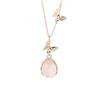 Pink chalcedony butterfly necklace women's light luxury simple temperament niche design sense exquisite versatile tide water drop collarbone chain
