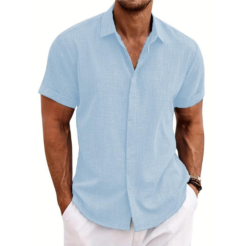 Men Plus Size Loose Short Sleeve Casual Beach Shirt