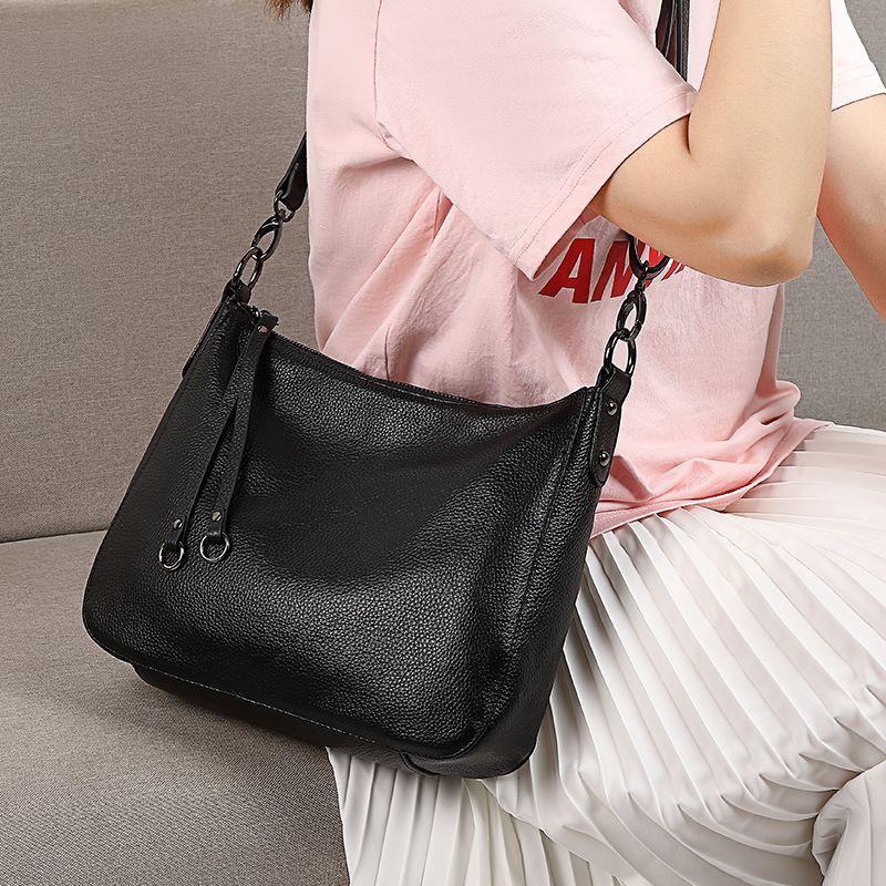 

Easiest for Match Shoulder Crossbody Hand-Carrying Genuine Leather Women s Bag Black