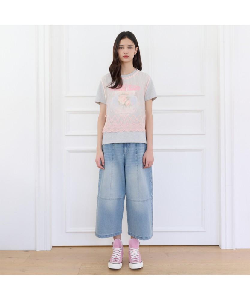 THURSDAY ISLAND Floral Embroidery Mesh Sleeveless Blouse_T264Mbl284W