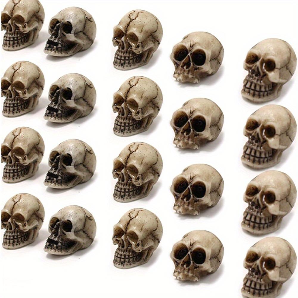 20PCS Mini Skull Head Sculptures Halloween Decor Creative Garden Potted Plant Landscape Ornament Collectible Art Craft