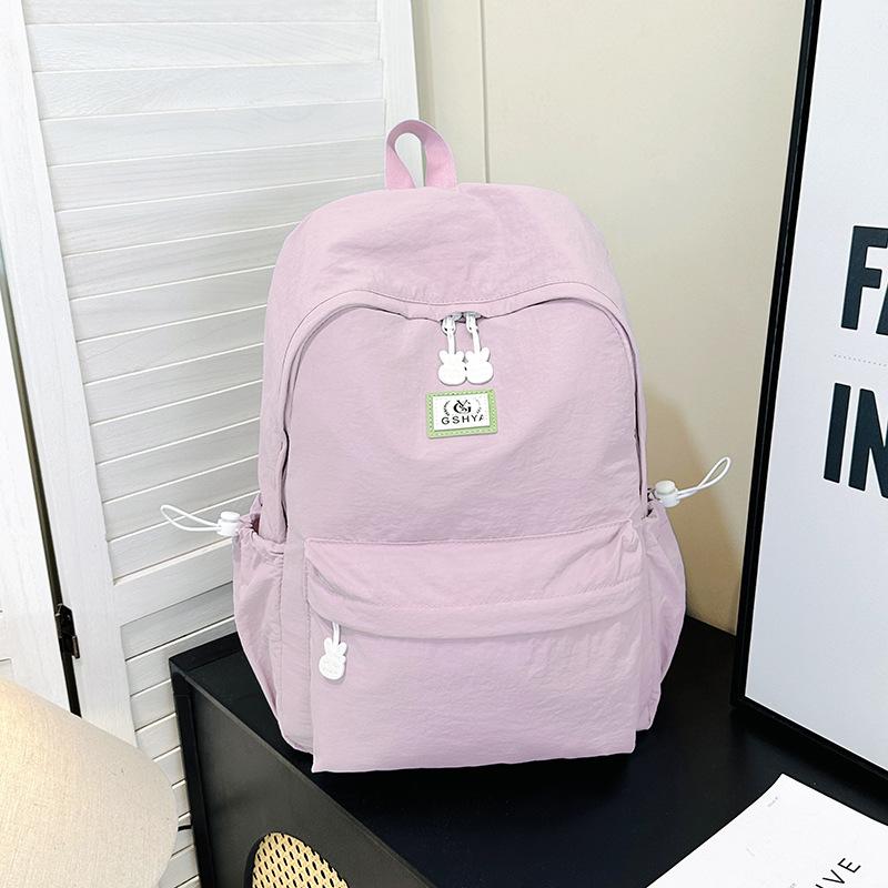 Korean Ins Style Schoolbag Female College Student Large Capacity Solid Color Simple Travel Backpack High School Student Class Backpack