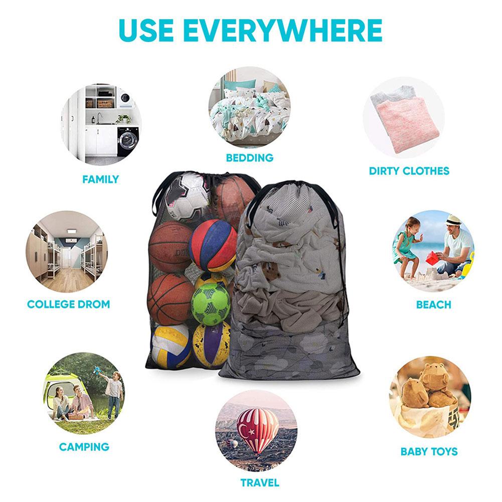 Drawstring Mesh Laundry Bag,Reusable Wash Clothes Storage Bag,Toy Football Organizer,Anti-Twisting Anti-Scratch Laundry Bag