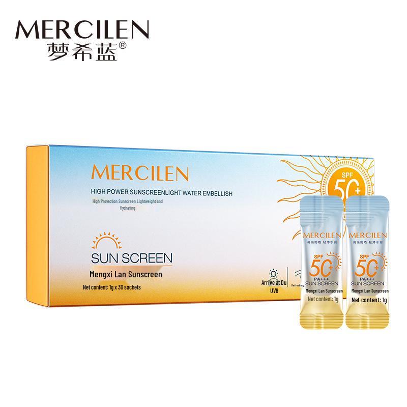 

Mengxi Lan UV Protection Sunscreen Milk - 30 Individually Packaged Sachets for High Facial Protection Standard size