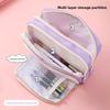 Basic Polyester Three Layer Pencil Case With Clear Window For Students And Office Use