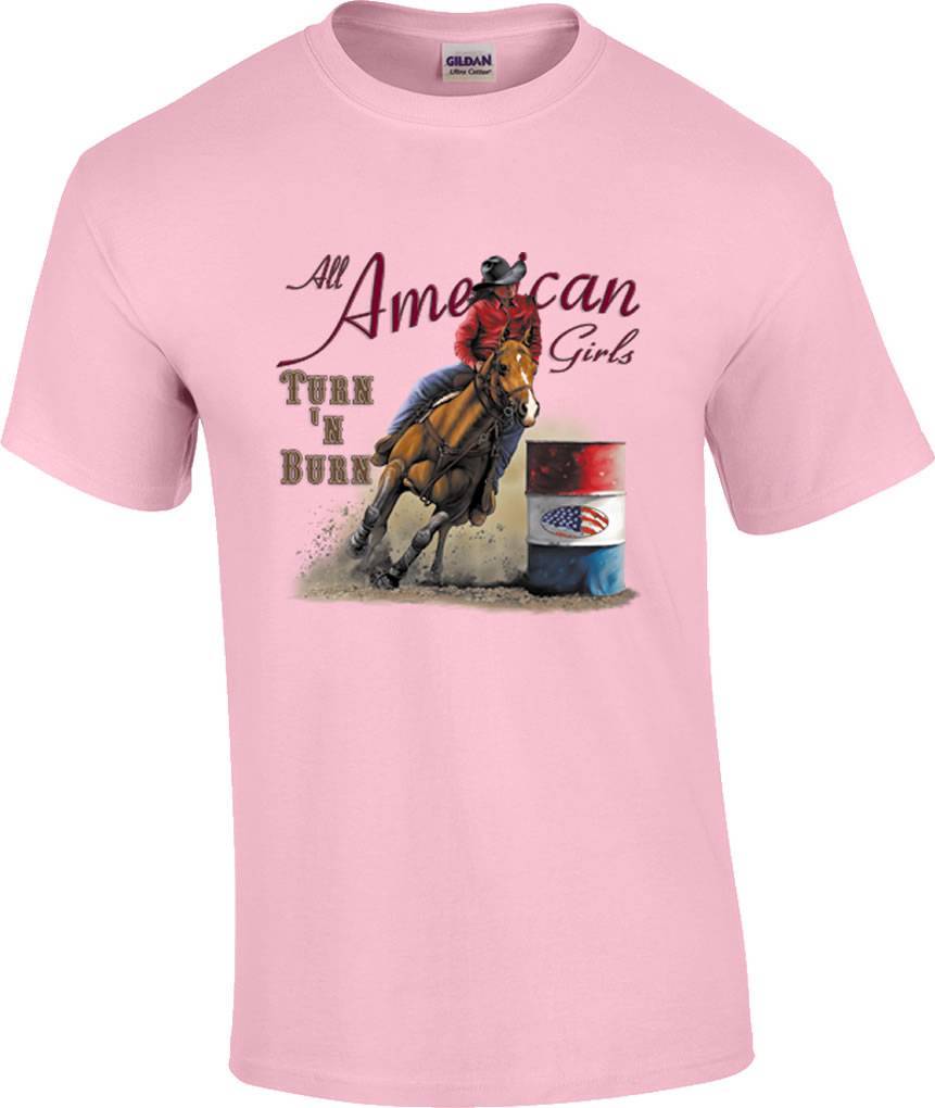 Turn N Burn Barrel Racing Racer Rodeo Horse Cowgirl T-Shirt XXL