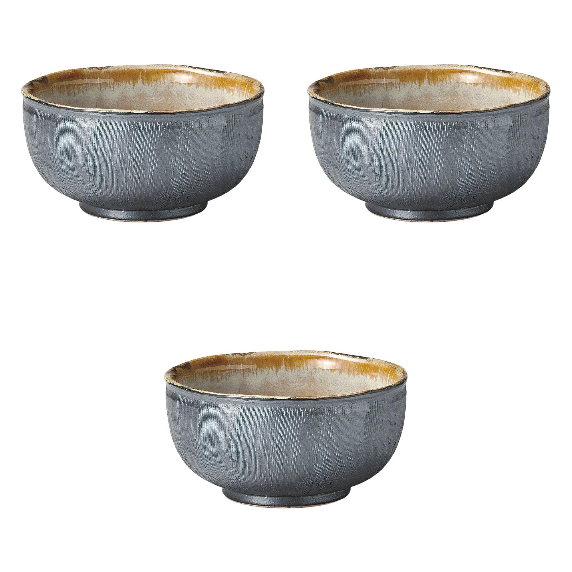 

Set of 3 Black Iron Comb Rice Bowls x Rice Bowls Setomonohonpo 6.0 [18 9.3 cm] Multi-purpose