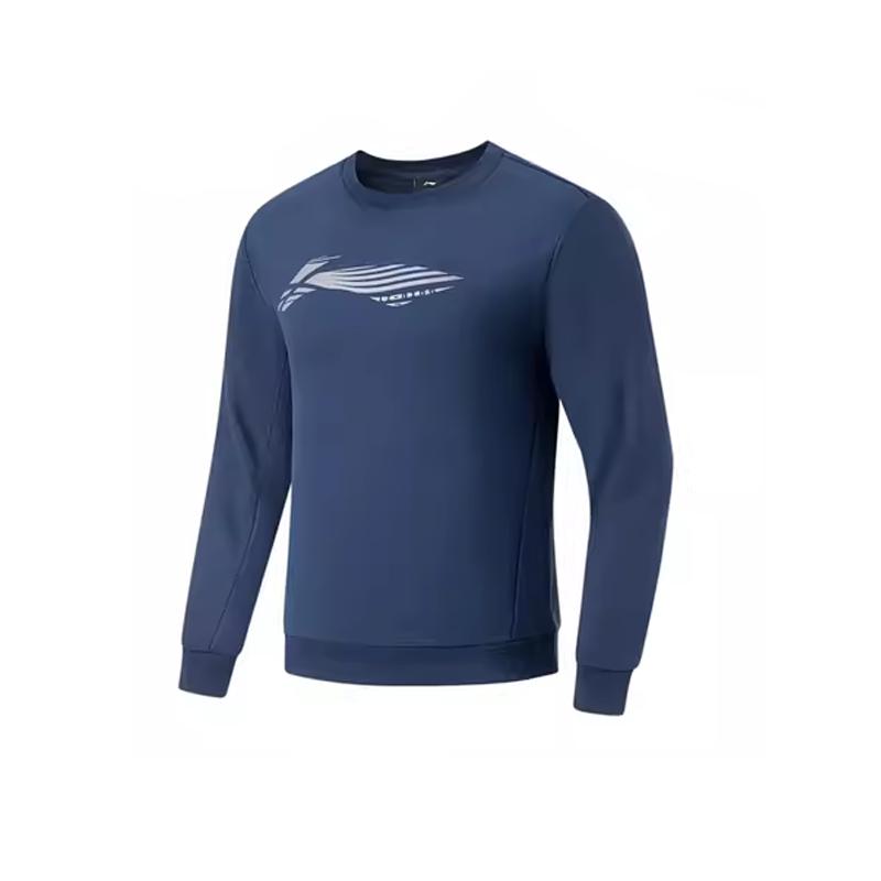Li-Ning Minimalist Fashion Large Logo Print Sports Warm Comfortable Crew Neck Pullover Sweatshirt Men Sweatshirt AWDTA63-5