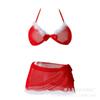 European & American Women's Sexy Mesh Christmas Lingerie Set: Bra & Mini Skirt.