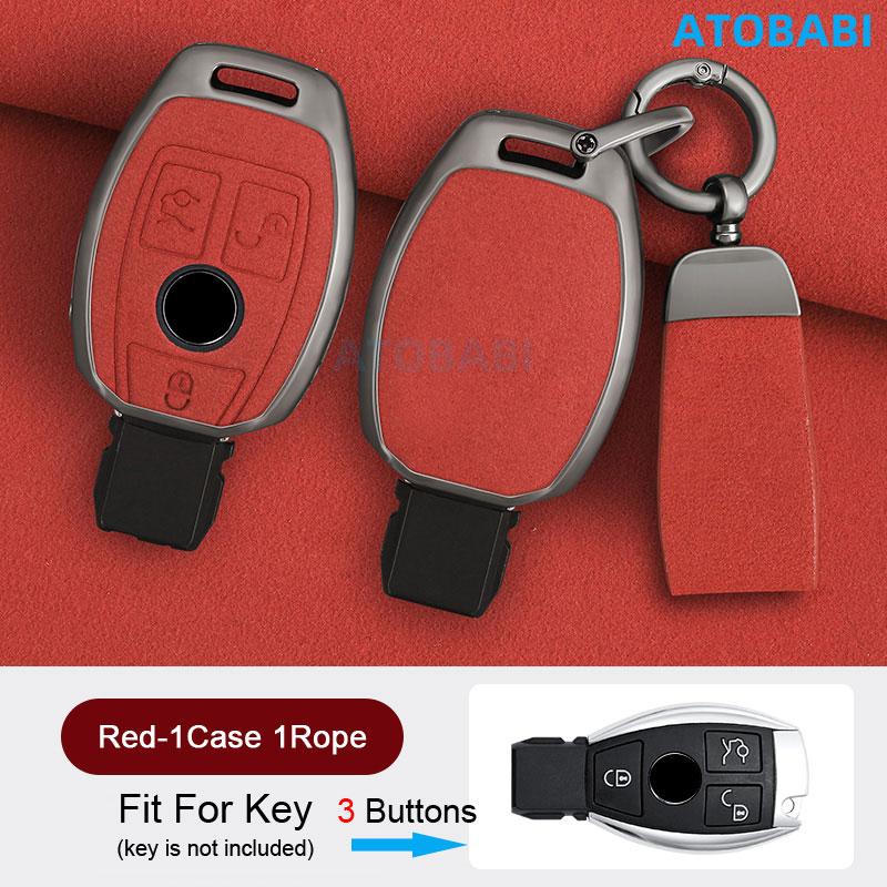 Zinc Alloy With Suede Leather Car Key Case Cover Bag For Mercedes Benz Nec Bga Type C E G S Class W204 W210 W118 W172 W212 W245