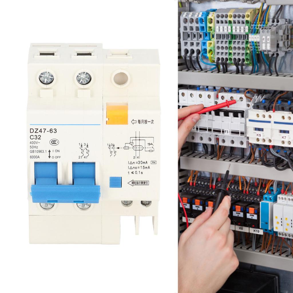 Small Circuit Breaker Ground Fault Interrupter with Protection 30mA 400V 2P+N 32A DZ4763 C32
