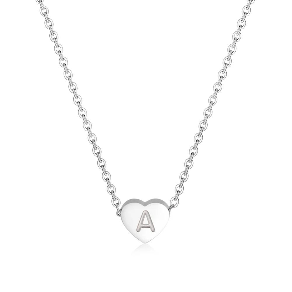 Amaxer Heart Shaped Alphabet Necklace A To Z 26 Letters Initial Necklaces For Women Pendant Gifts Jewelry