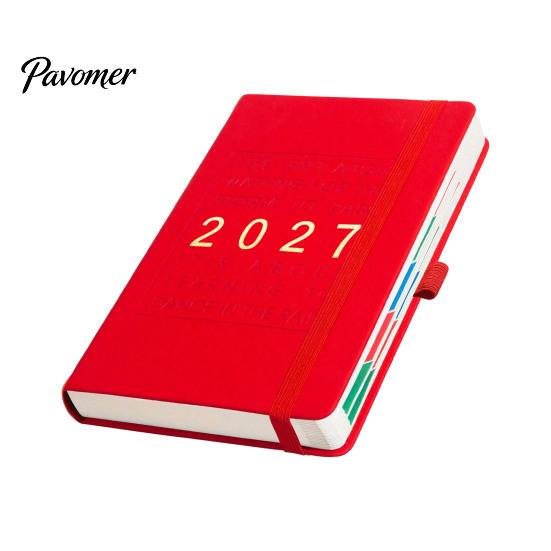 Business Notebook with Pen Holder 2027 English Weekly Planner A5, 320 Page Schedule Elastic Academic Calendar for School Band & Holder, Yearly