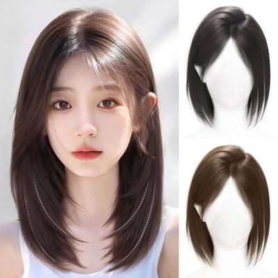 Hair Extension Middle Part Hair Toupee Bangs Invisible Hair Toppers Wigs  for Women