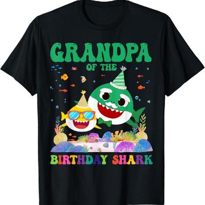 Grappige Opa Van De Verjaardag Shark Kid Familie Verjaardag Matching T-shirt