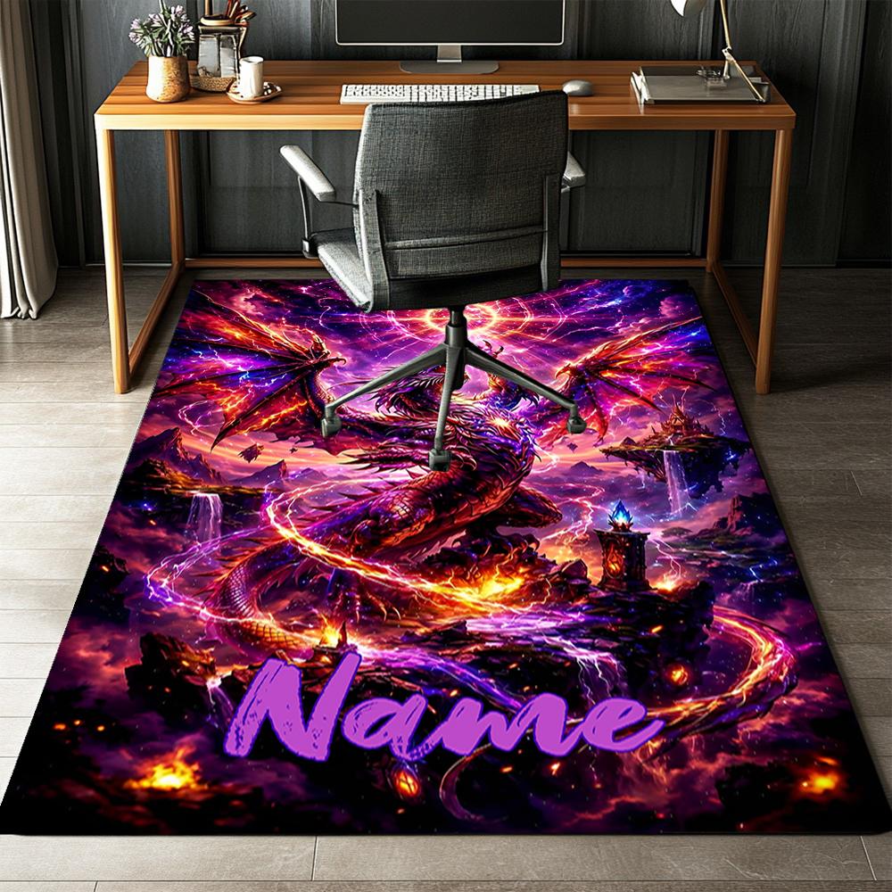 Custom Name Dragon Printed Carpet,Rug for Office Chair Living Room Bedroom Kitchen Room Decor Gifts.