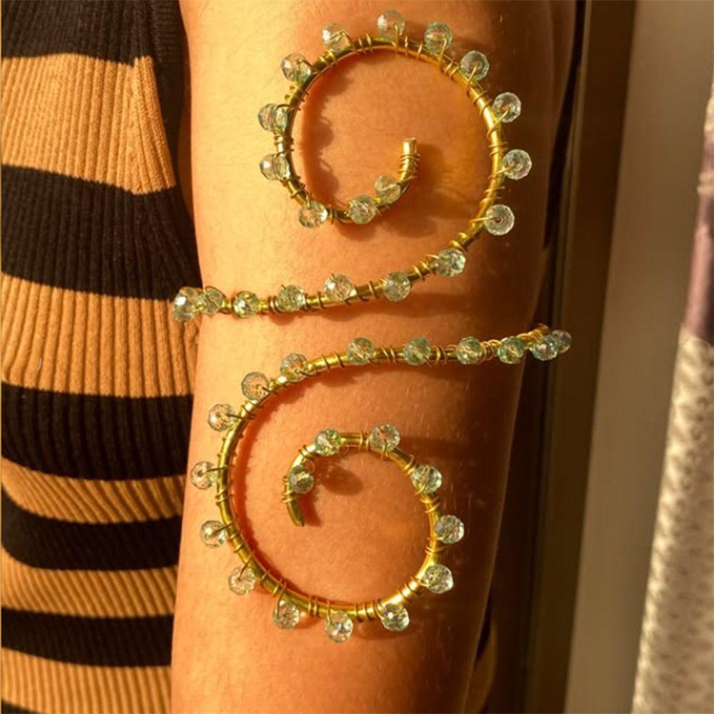 No Piercing Design Upper Arm Cuff Adjustable Adjustable Armlet Elegant Wire Wrapped Bracelet Women