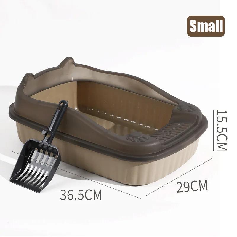 Cat Litter Box Thickening Kitty Sandbox Semi-enclosed High Side Splashproof Pet Bedpans with Litter Scoop Cleaning Cat Supplies