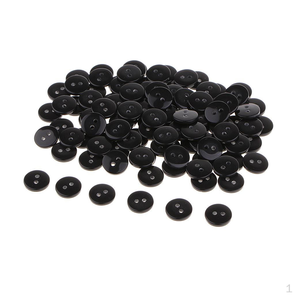 100 Bottoni Piatto in Resina a 2 Fori da 1 Cm per Artigianato