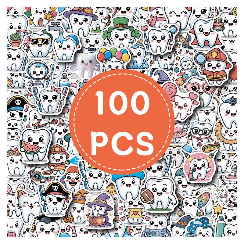 High-Quality 100Pcs High-Quality Tooth High-Quality Cartoon High-Quality Stickers High-Quality Cute High-Quality Tooth High-Quality Decals