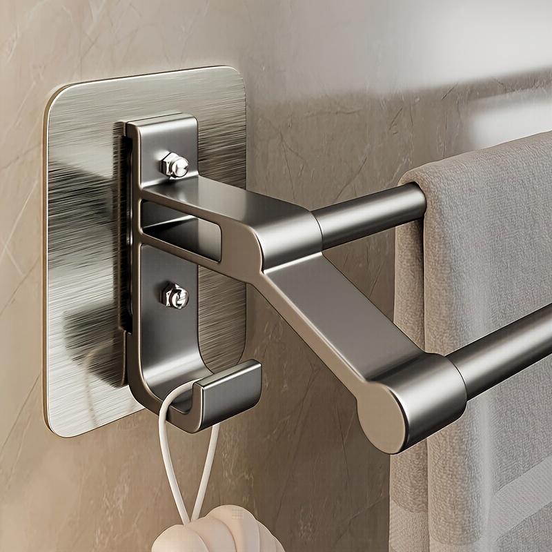 Self-adhesive Two Layer Towel Holder Bathroom Towel Rack Towel Bar Kitchen Storage Rack Bathroom Organizer Accessories with Hook