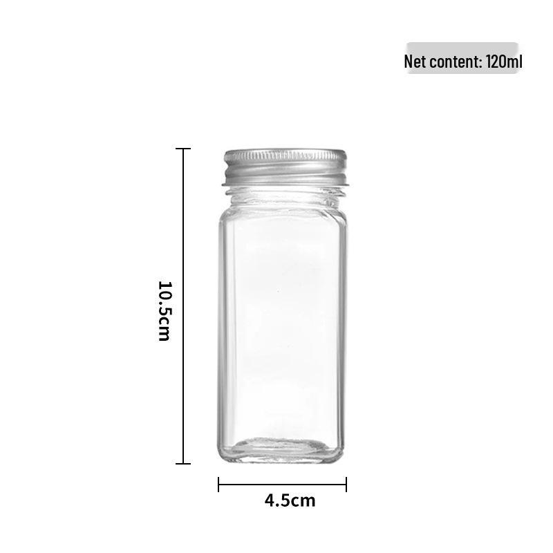 Square Glass Spice Jars with Solid Wood Lids - Kitchen Storage Set