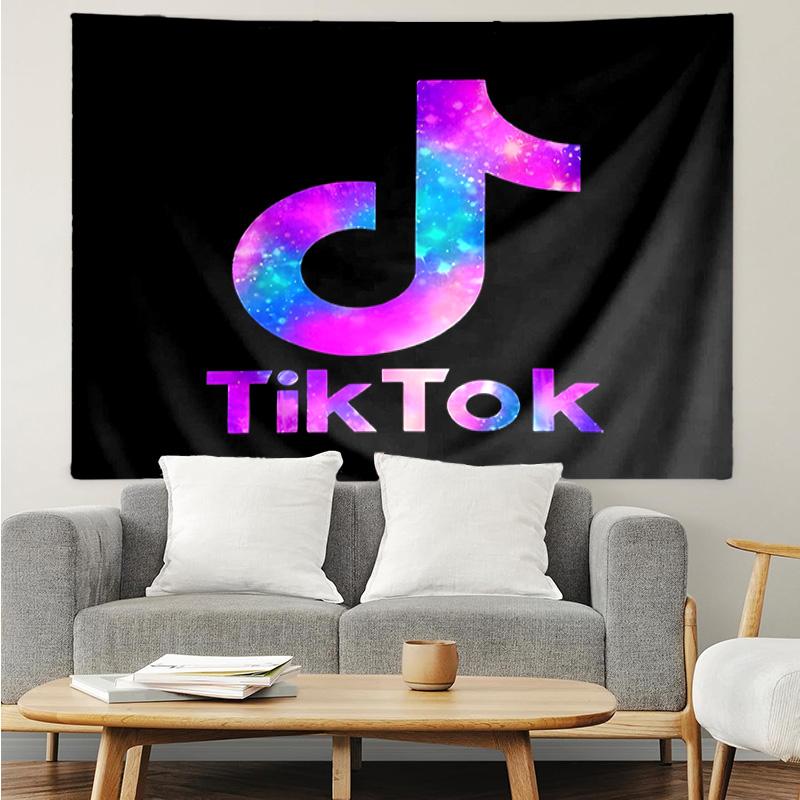 Tiktok Logo Design Tapestry Accessories Playroom Tapestry, for Bedroom,Livingroom, Dormitory Room Wall Decor Fan Birthday Gifts