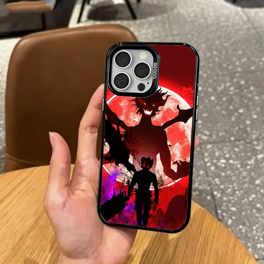 Magic B-Black C-Clover   Phone Case For iPhone17,16,15,14,13,12,11 Plus,Pro Max Colored Silver Plated Inside Cover