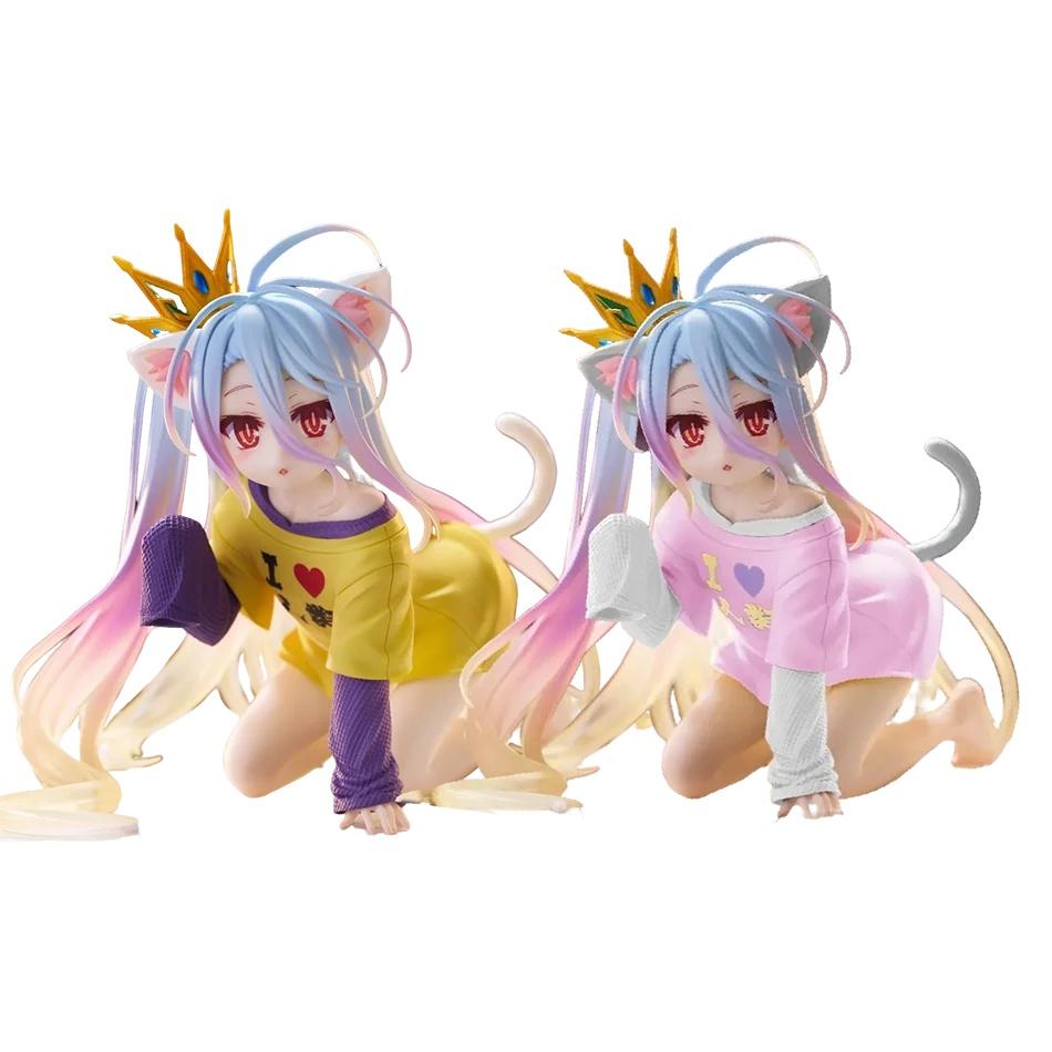 10Cm No Game No Life Anime Figure Desktop Cute Cat Ear Shiro Action Figure Room Decorations Pvc Adult Collection Model Doll Toys