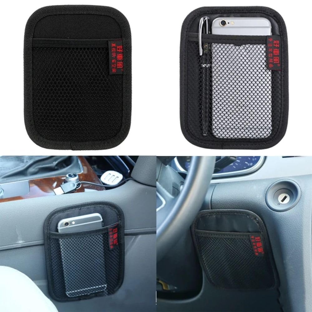 EZBUYGO Car Storage Car Storage Car Storage Adhesive Net Multifunctional Car Interior Organizer Smartphone Card Small Item Oxford 12 x Bag, Net, Bag,