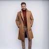 2025 European Men's Woolen Mid-Length Single-Breasted Fashion Overcoat